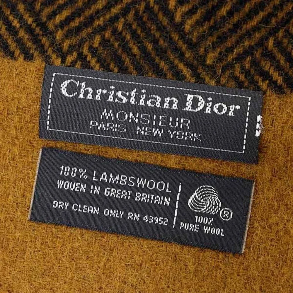 Christian Dior Monsieur Lamb's Wool Scarf Black Brown - Picture 4 of 6